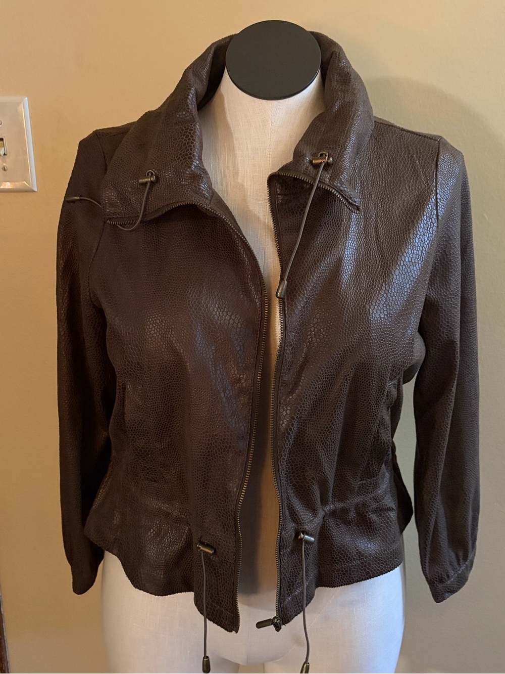 RUBY RD Women's Brown Textured Zip-Front Jacket